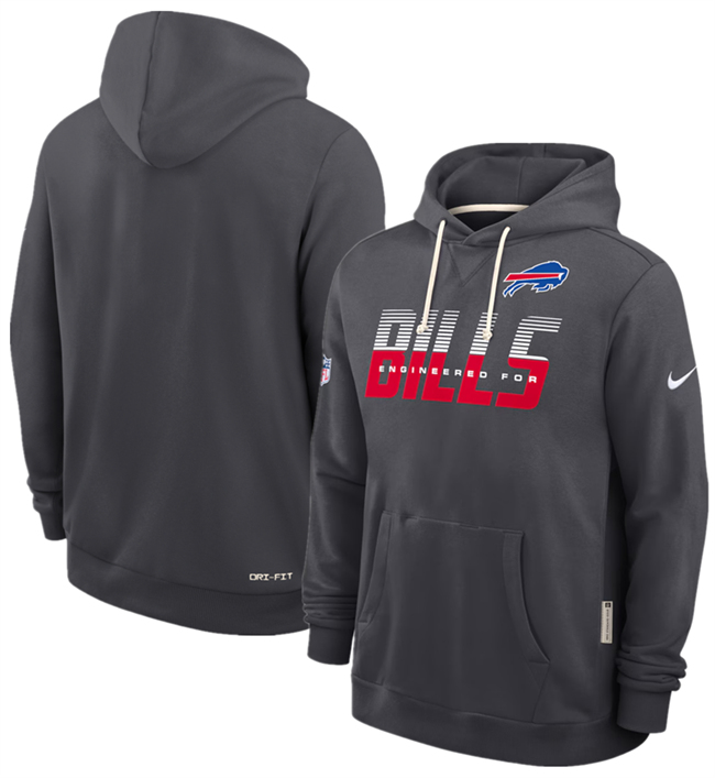 Men's Charcoal Buffalo Bills Sideline Standard Issue Top Prospect Dri-FIT Hoodie